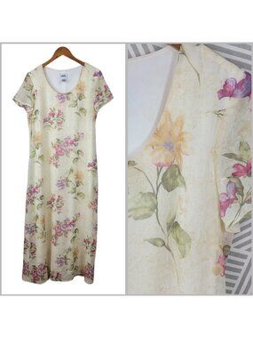 Vintage 90s Shirt Dress Size 10 Party Floral Layered Mesh Cottagecore Slip Midi